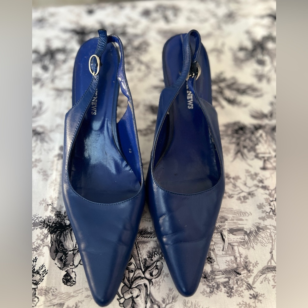 Newport News Blue Pointed Slingback Heels